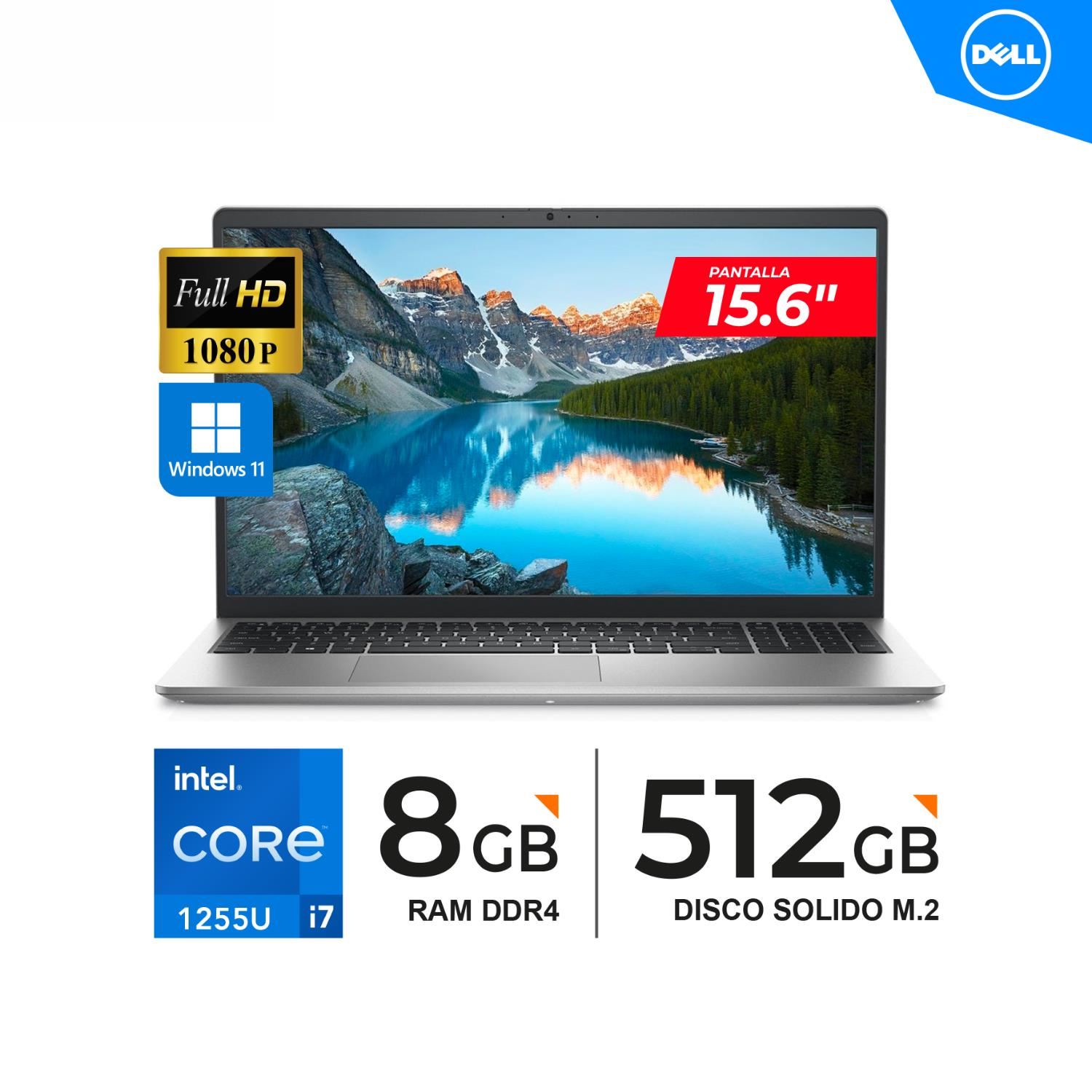 LAPTOP DELL INSPIRON 15 3520 15.6''FHD Core i7-1255U 4.70GHz/ 8GB/ 512GB SSD/ Win11 Home